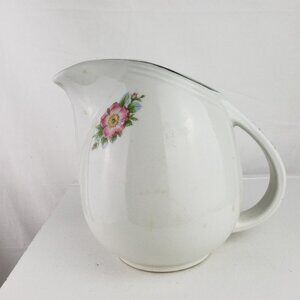 Vtg Hall's Rose White Pattern Pitcher